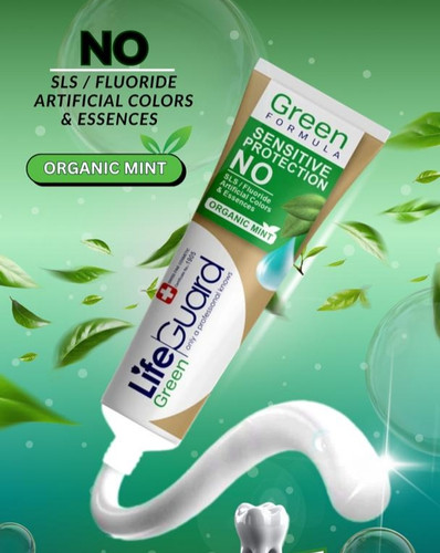 خمیردندان گیاهی گرین(سبز)،برند لایف گارد ،محافظ لثه و دندان حساس ،حجم ۱۰۰گرم