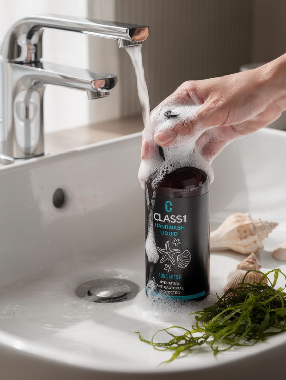 مایع دستشویی کرمی و گیاهی با عصاره گیاهان دریایی ،حجم۳۰۰میل