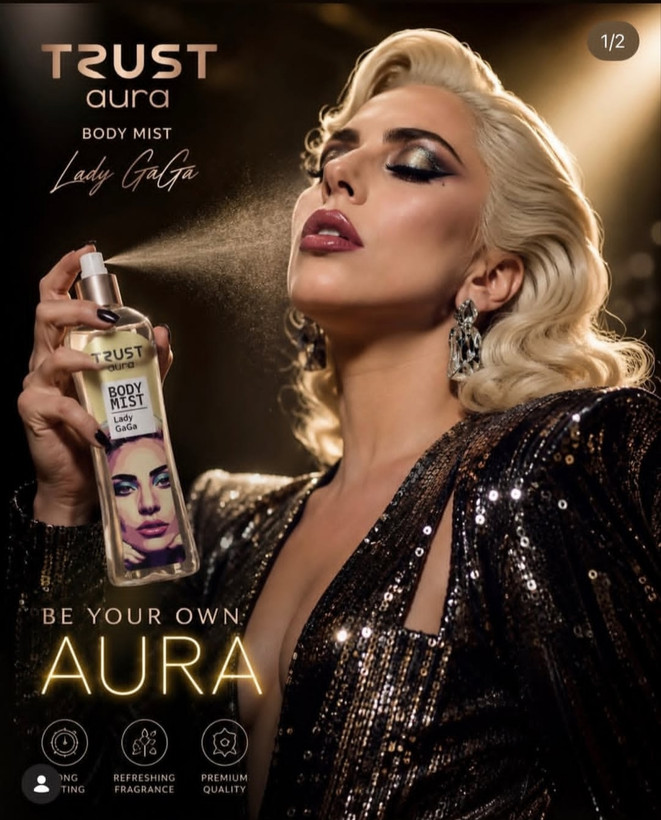 خوشبو کننده بدن (بادی میست) زنانه TRUST aura مدل Lady GaGa،حجم۱۰۰میل