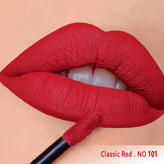 رژ لب مایع مخملی مات سرژه ،بدون سرب،کد 101 (Classic Red)،حجم 10میل،قرمز کلاسیک با تناژ خنثی